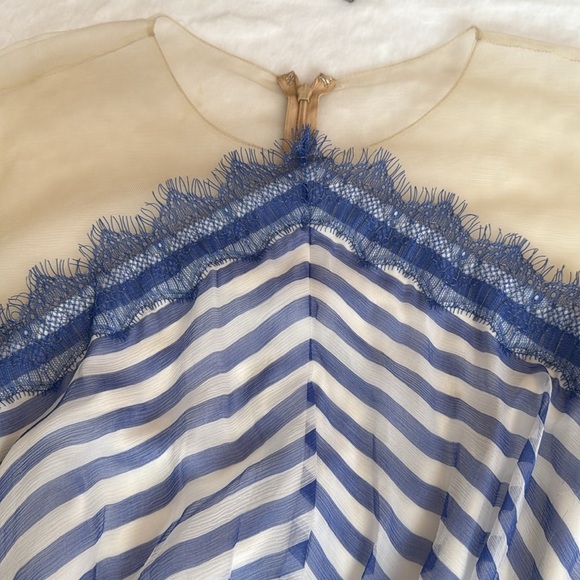 Tadashi Shoji Plus Size 100% Silk Blue and White A-Line Midi Dress - Picture 12 of 12